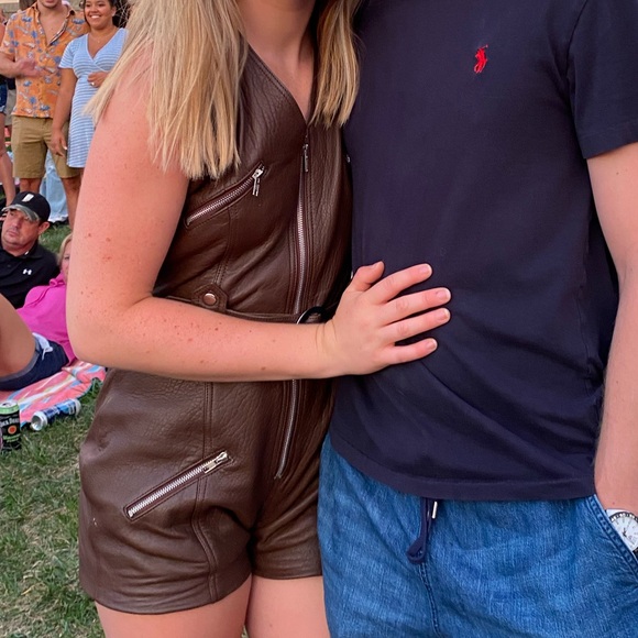 Understated Leather Moto Romper - Picture 4 of 9